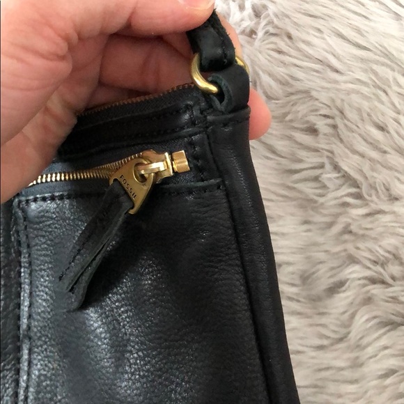 Black Fossil Leather Handbag Purse soft - Picture 4 of 7